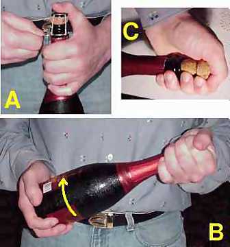 Opening of a bottle of sparkling
wine