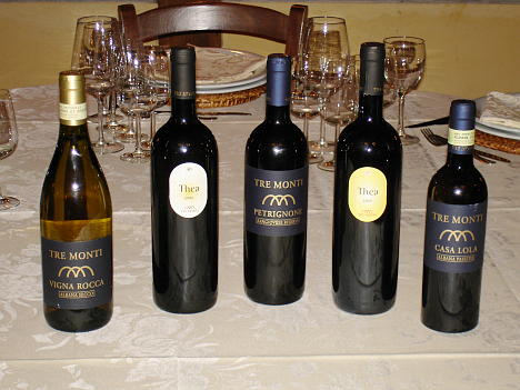 I cinque vini di Tre Monti degustati nel corso dell'evento