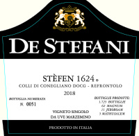 Colli di Conegliano Refrontolo Rosso Stfen 1624 2018, De Stefani (Veneto, Italia)